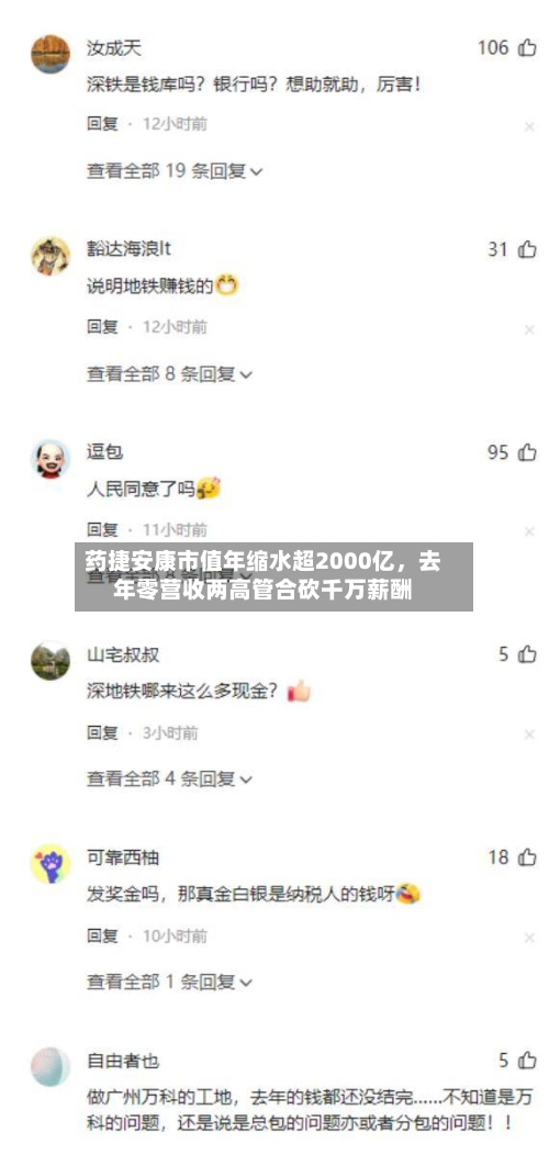 药捷安康市值年缩水超2000亿，去年零营收两高管合砍千万薪酬-第3张图片