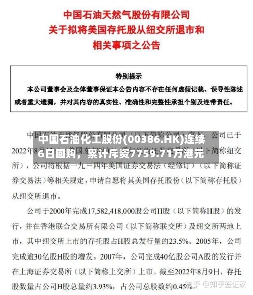 中国石油化工股份(00386.HK)连续6日回购，累计斥资7759.71万港元-第1张图片